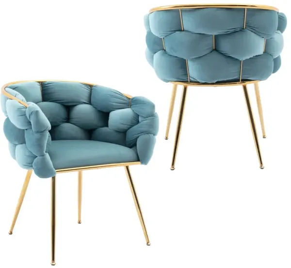 Mondawe 2 Pcs Luxury Velvet Single Sofa Chair Household Dresser Stool Accent Chairs