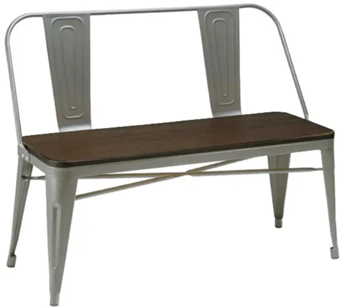 METAL BENCH w/ WOOD TOP.