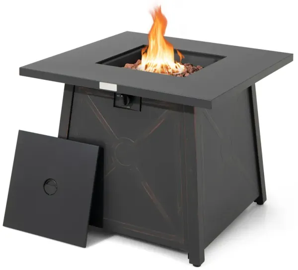 30 Inch Square Propane Gas Fire Table with Waterproof Cover