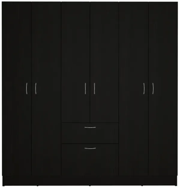 Streamdale Davenport 1-Drawer Rectangle 6-Door Armoire Black Wenge And White