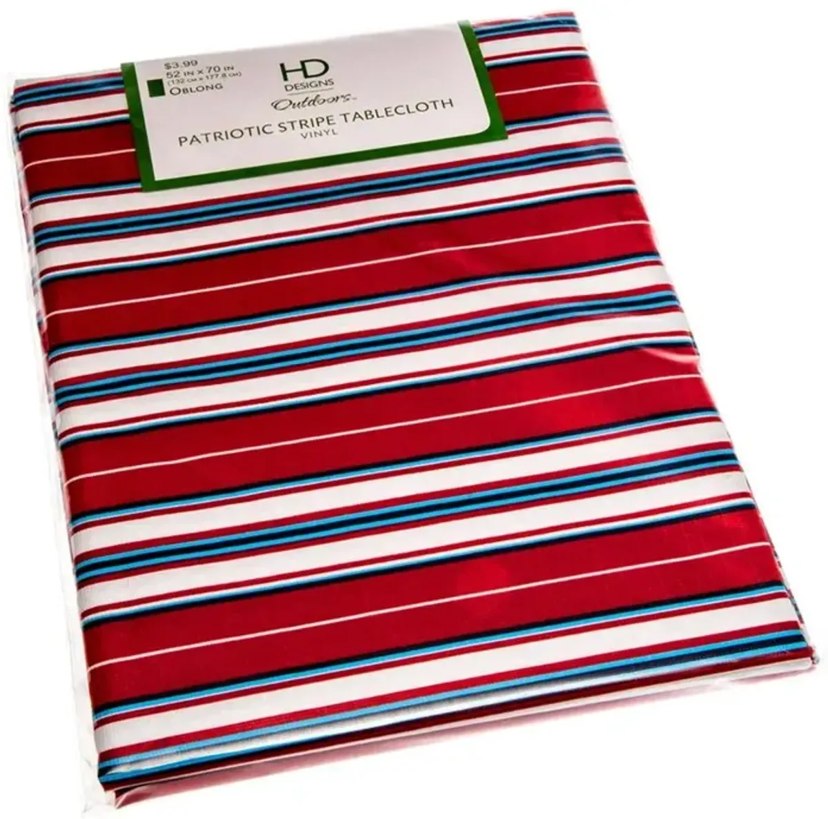 Carnation Home Fashions "Patriotic Stripe" Vinyl Flannel Backed Tablecloth - 60x60", Red/White/Blue