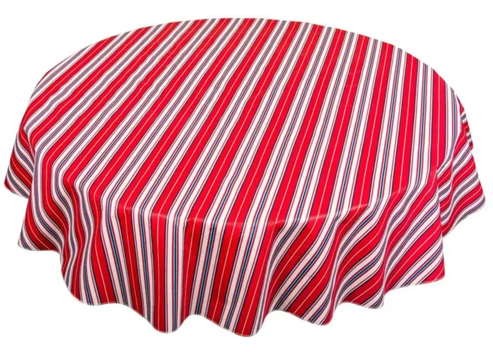 Carnation Home Fashions "Patriotic Stripe" Vinyl Flannel Backed Tablecloth - 60x60", Red/White/Blue