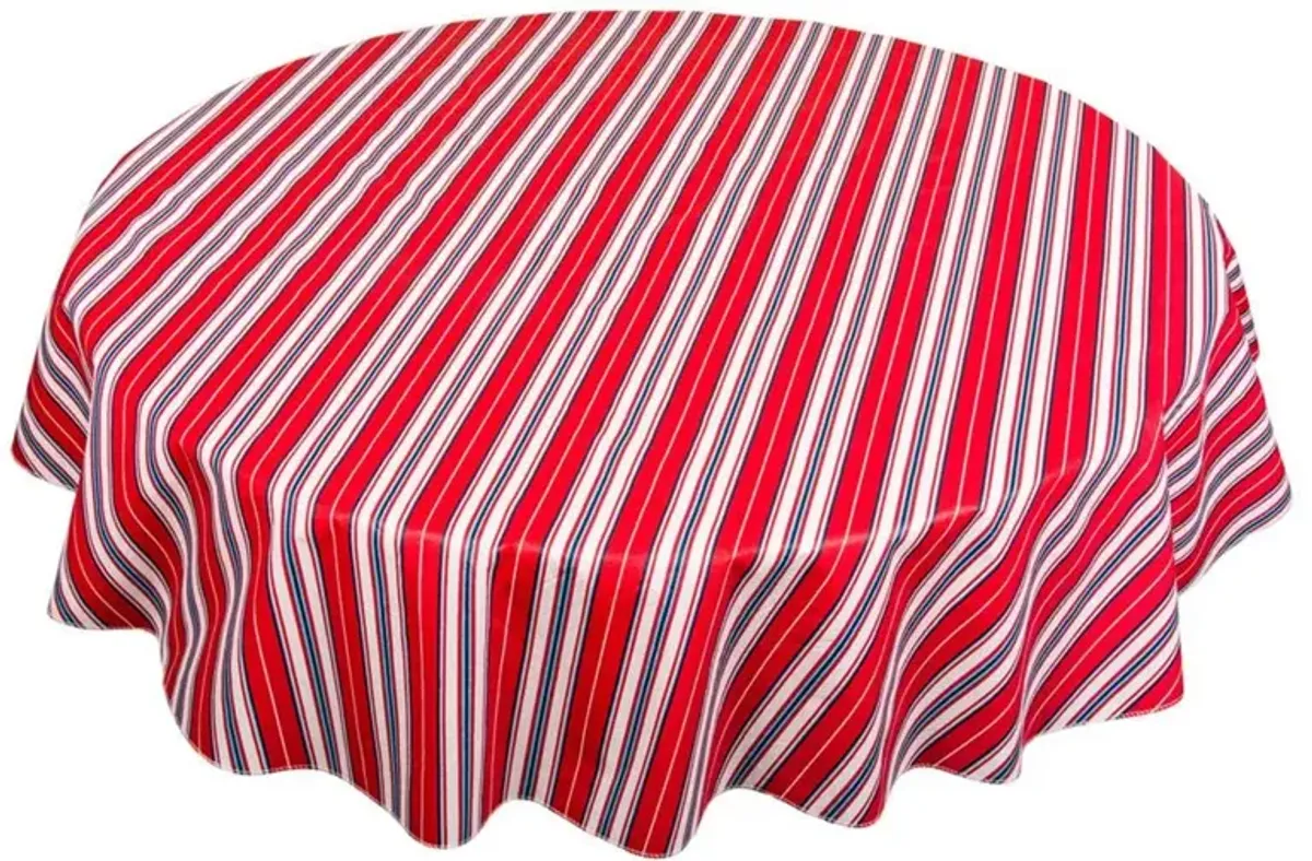 Carnation Home Fashions "Patriotic Stripe" Vinyl Flannel Backed Tablecloth - 60x60", Red/White/Blue