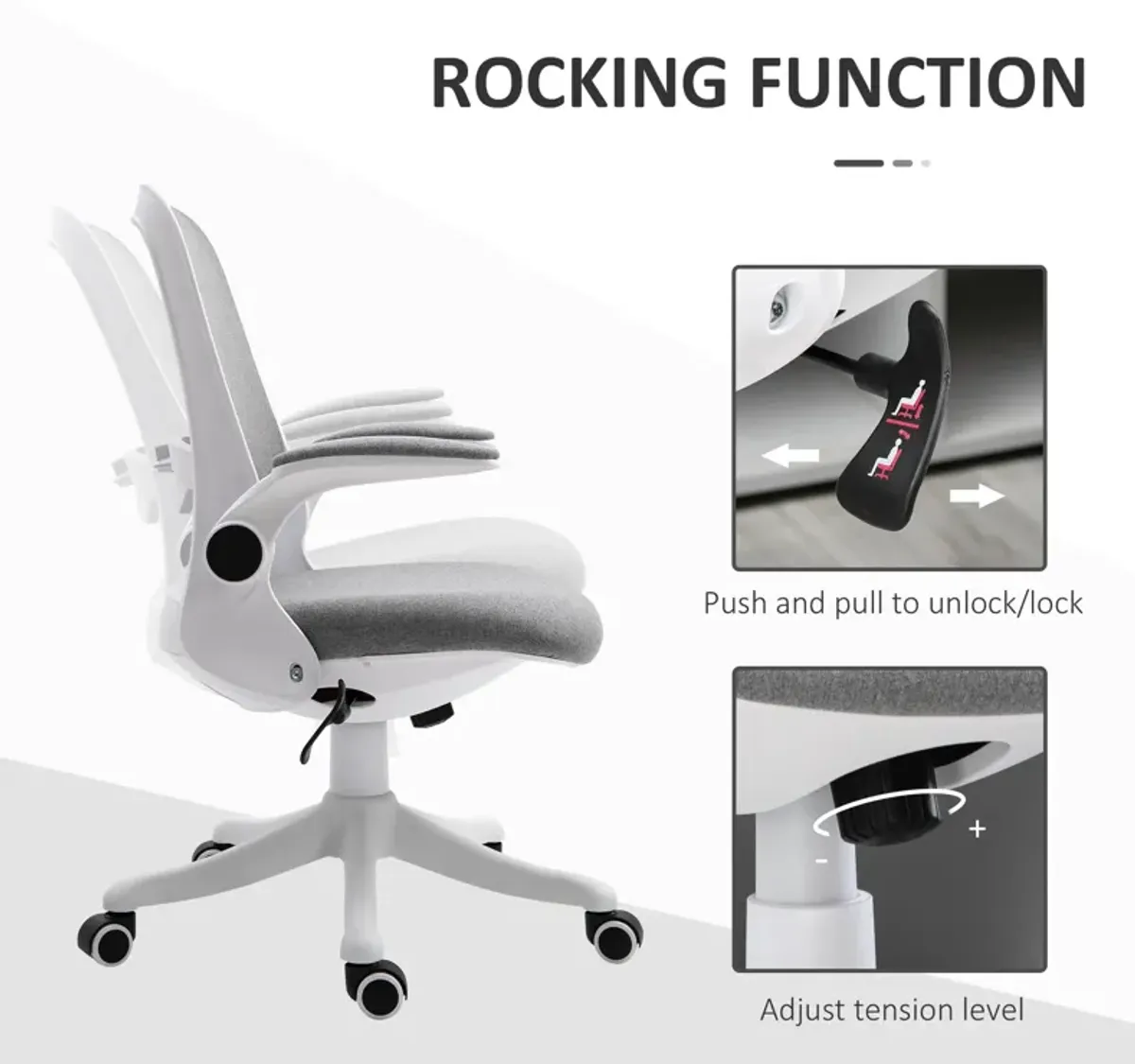 Grey Task Seater: Linen-Touch Fabric Office Chair with Adjustable Arms