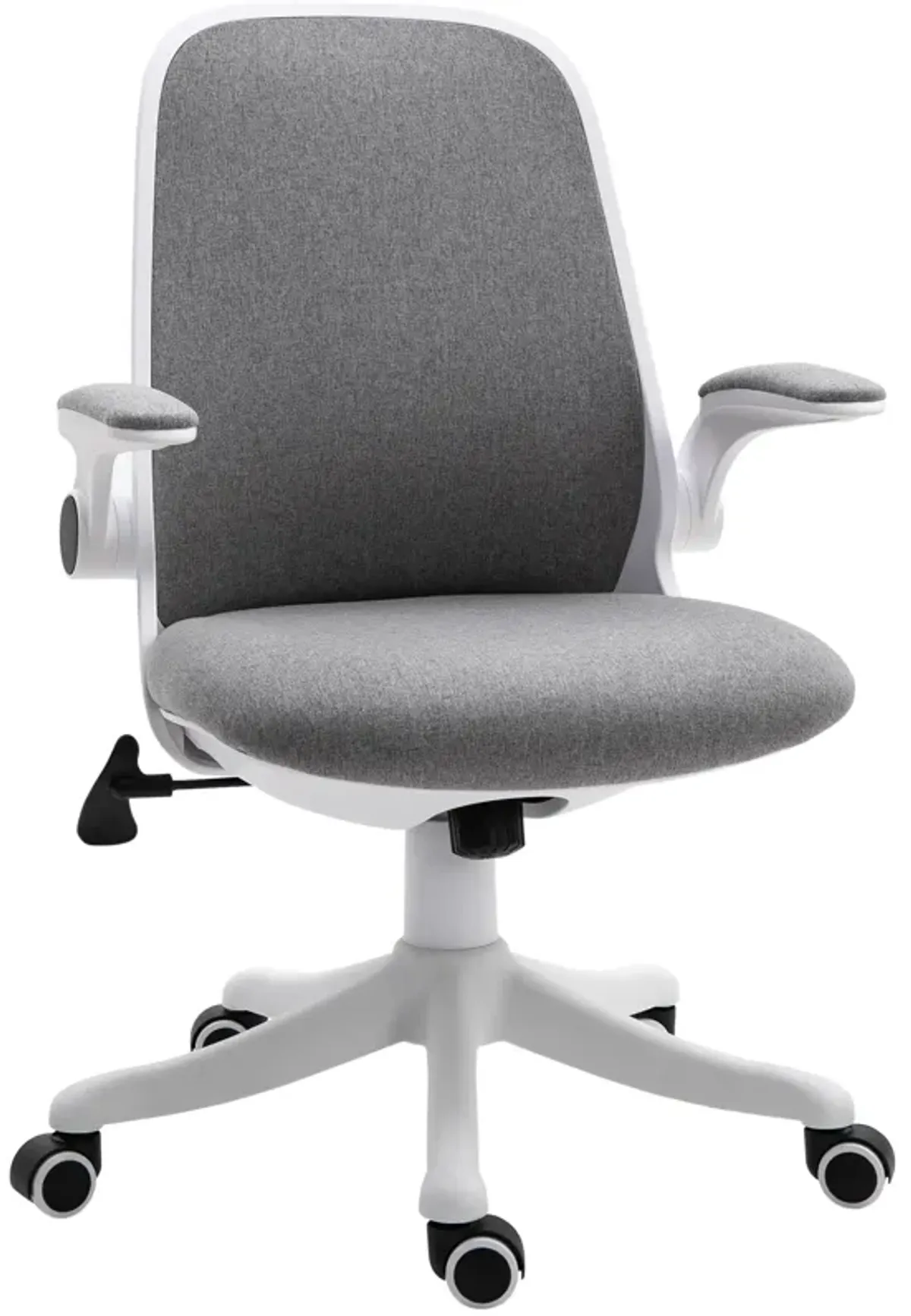 Grey Task Seater: Linen-Touch Fabric Office Chair with Adjustable Arms