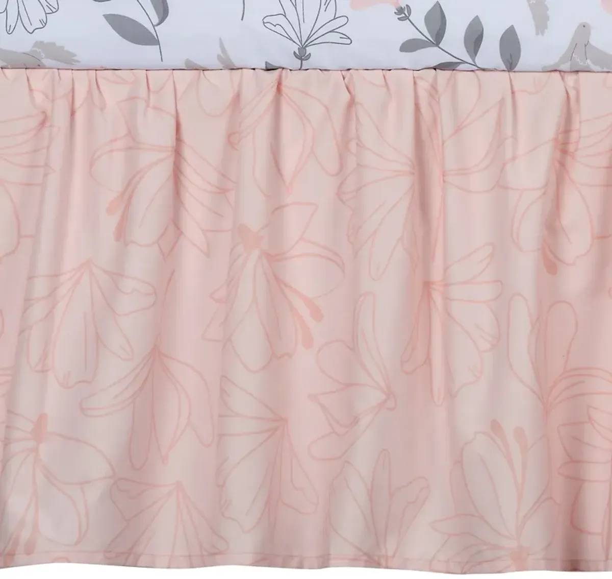 Lambs & Ivy Petals Gray/Pink Sateen Cotton Floral 3-Piece Baby Crib Bedding Set