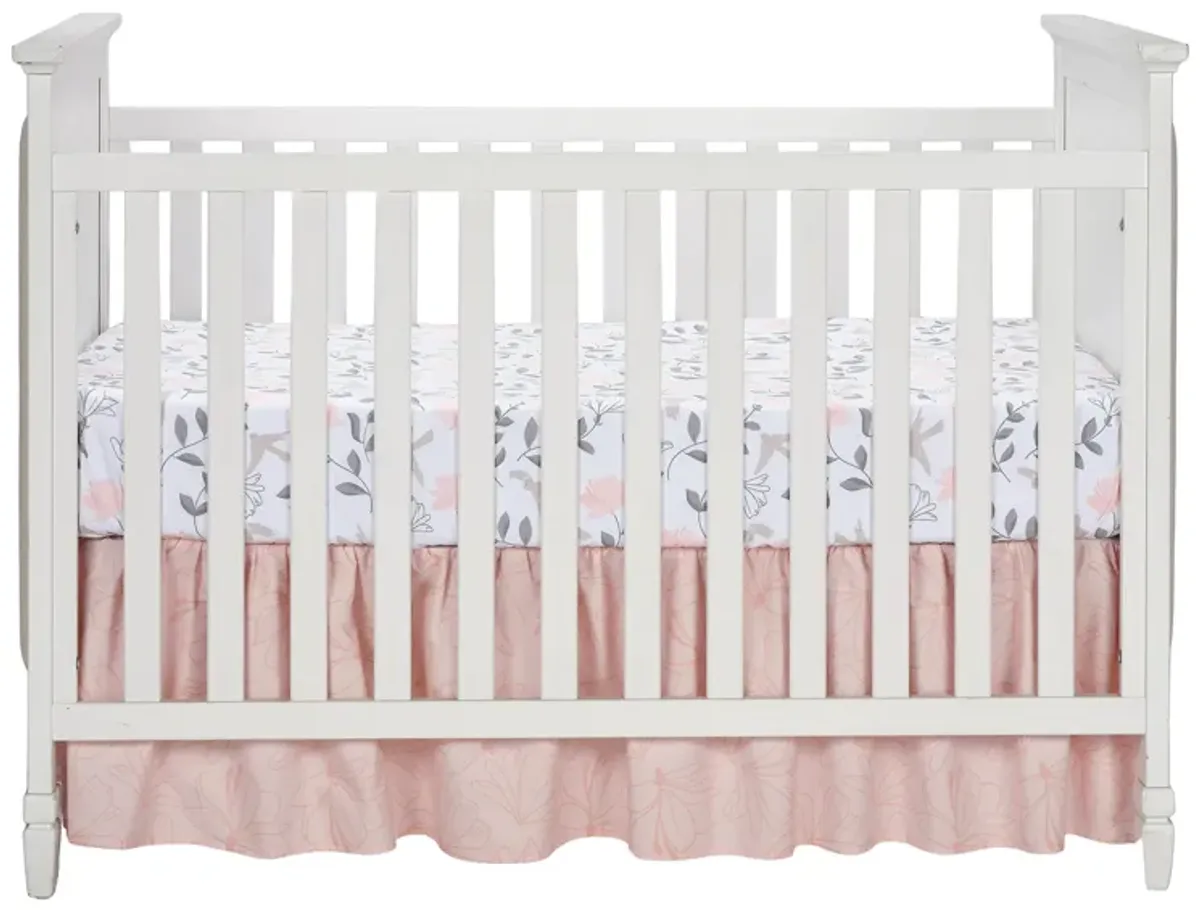 Lambs & Ivy Petals Gray/Pink Sateen Cotton Floral 3-Piece Baby Crib Bedding Set