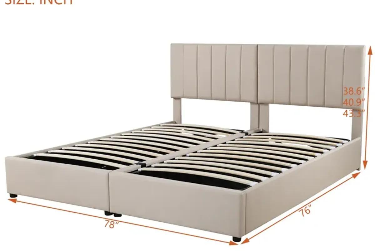 Merax Upholstered Platform Bed with Hydraulic Storage System