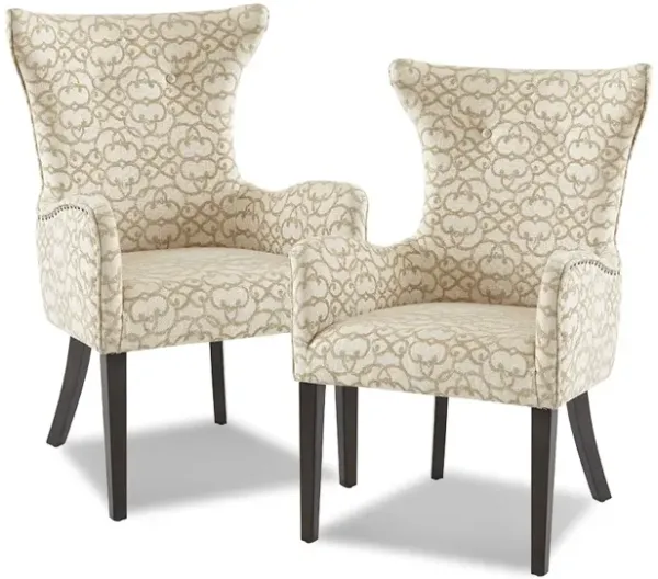 Gracie Mills Emmalee 2-Peice Upholstered Arm Dining Chair Set