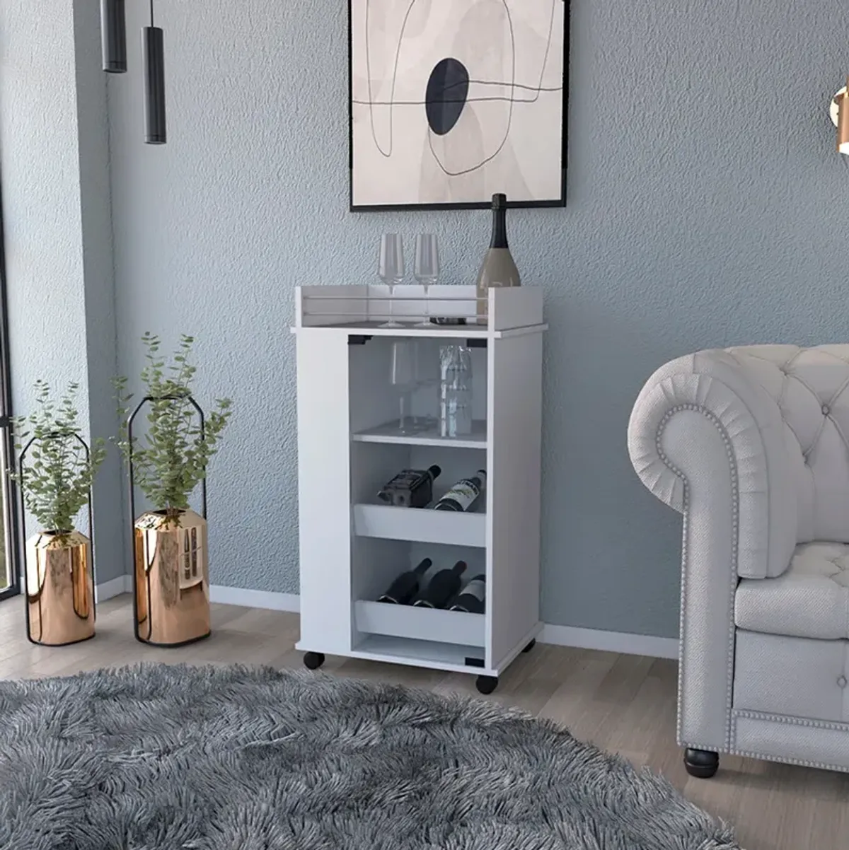 Bar Cart Beaver, Living Room, White