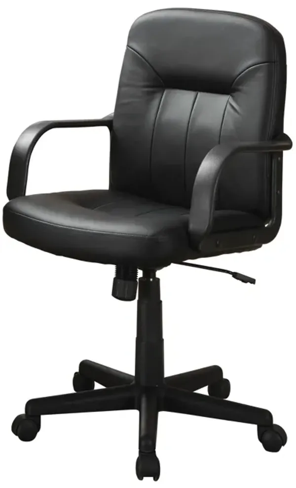 Medium Back Office Leather Chair, Black - Benzara