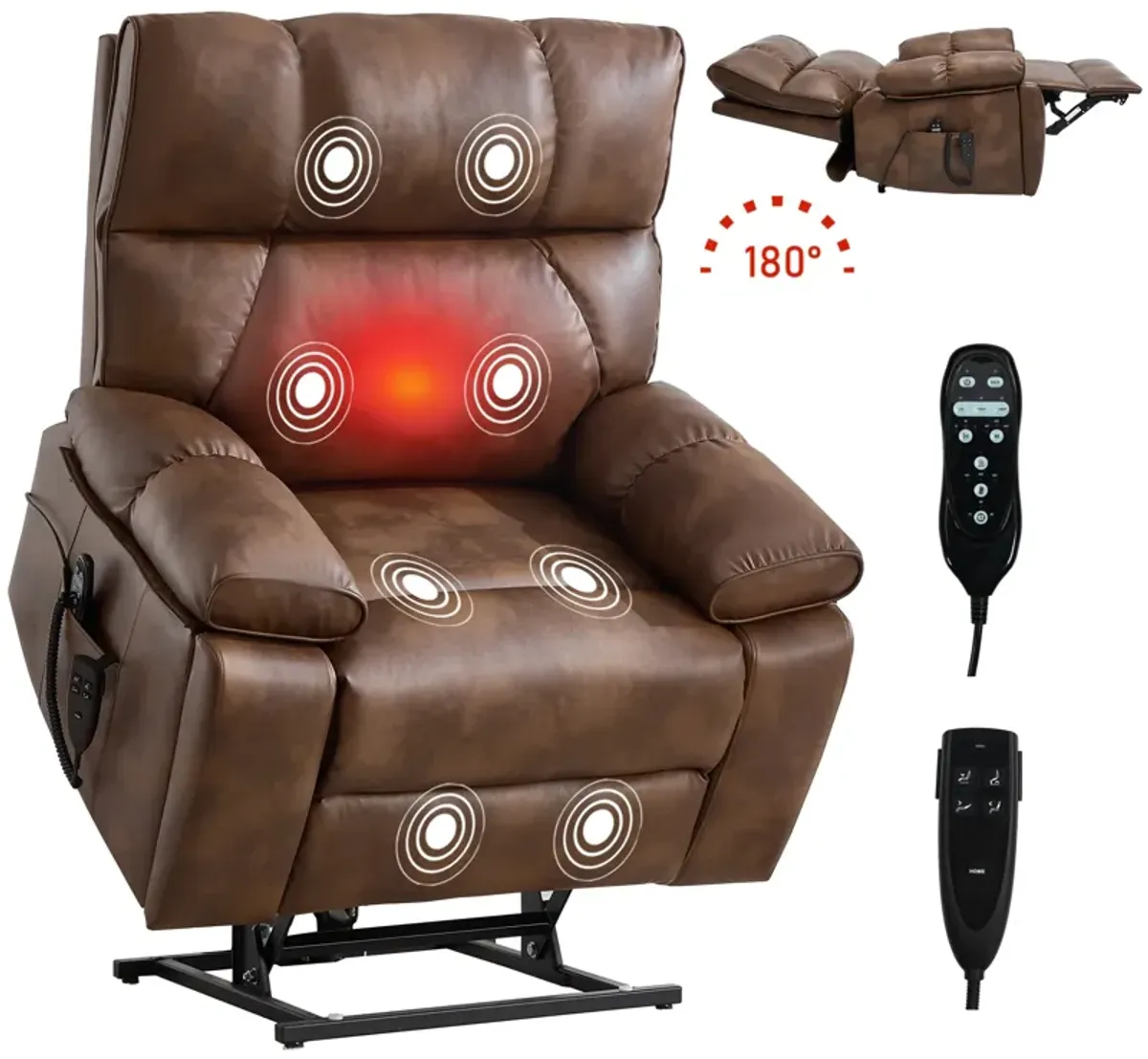 Dark Grey Power Lift Recliners with Hidden Cup Holders, Power-Remote