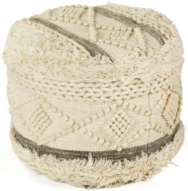18" Cream Wool Ottoman