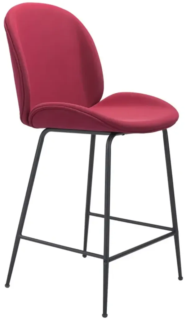 Hivvago 26 Inch Red And Black Steel Low Back Counter Height Bar Chair