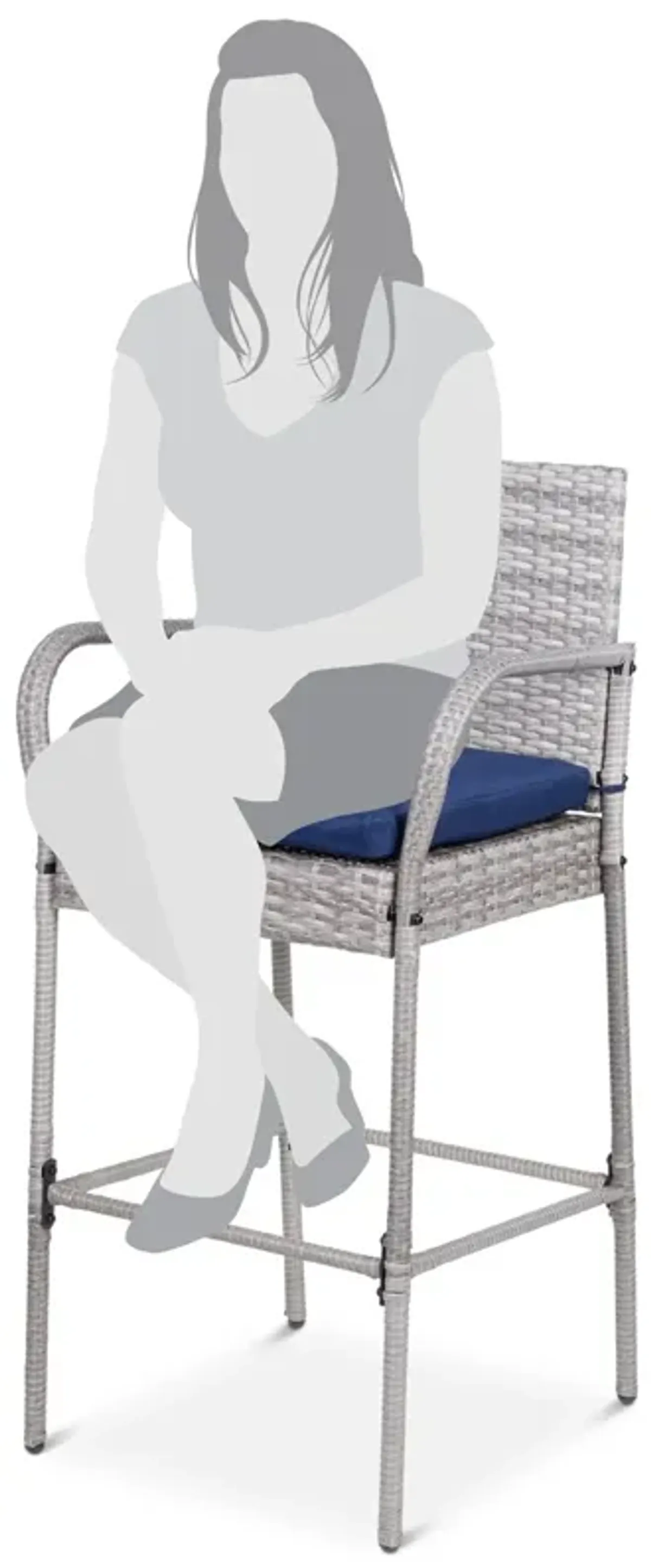 Hivvago Set of 2 Indoor/Outdoor Wicker Bar Stools