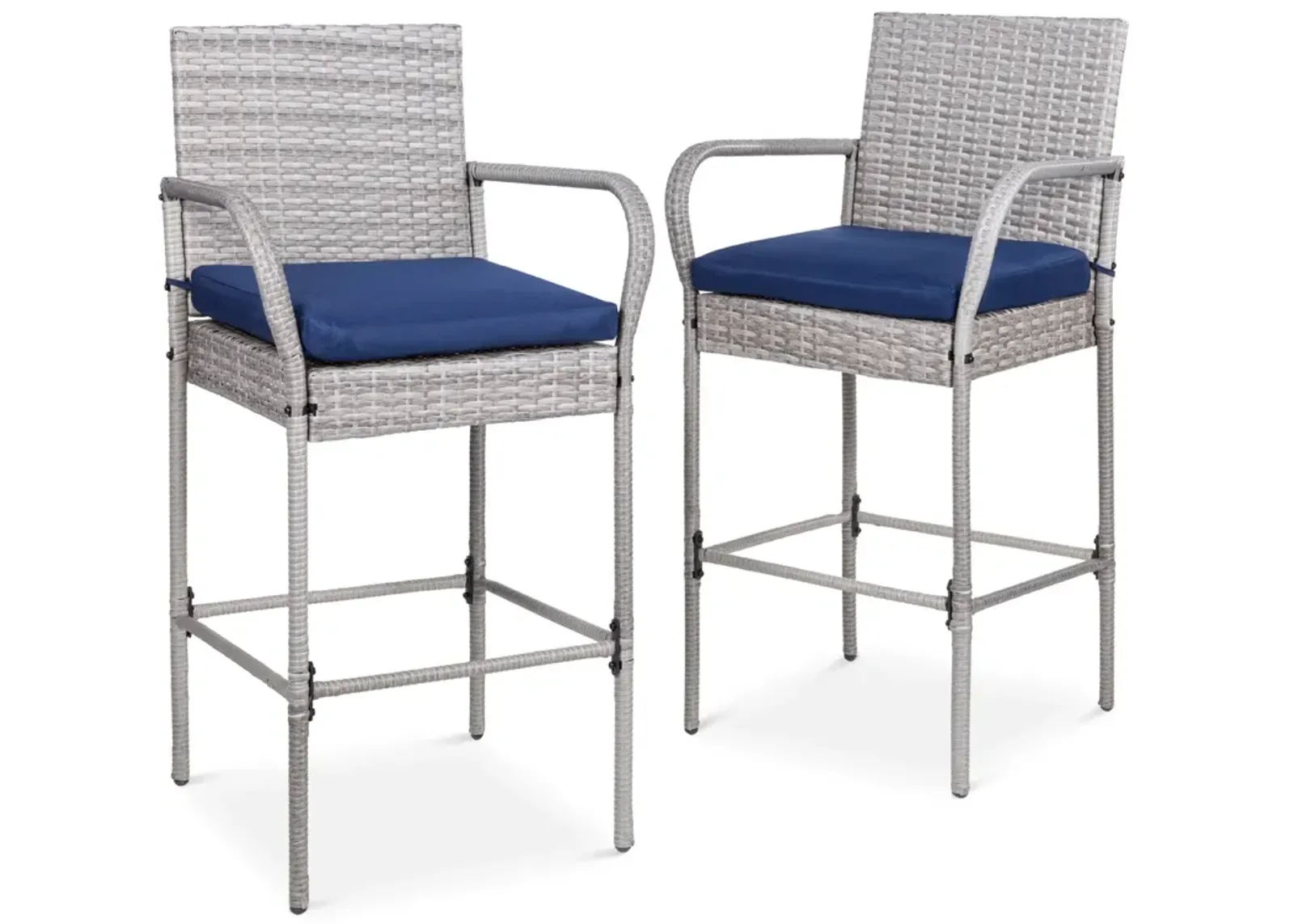 Hivvago Set of 2 Indoor/Outdoor Wicker Bar Stools