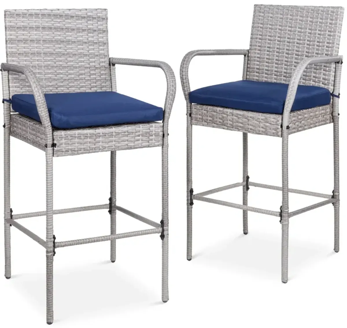 Hivvago Set of 2 Indoor/Outdoor Wicker Bar Stools