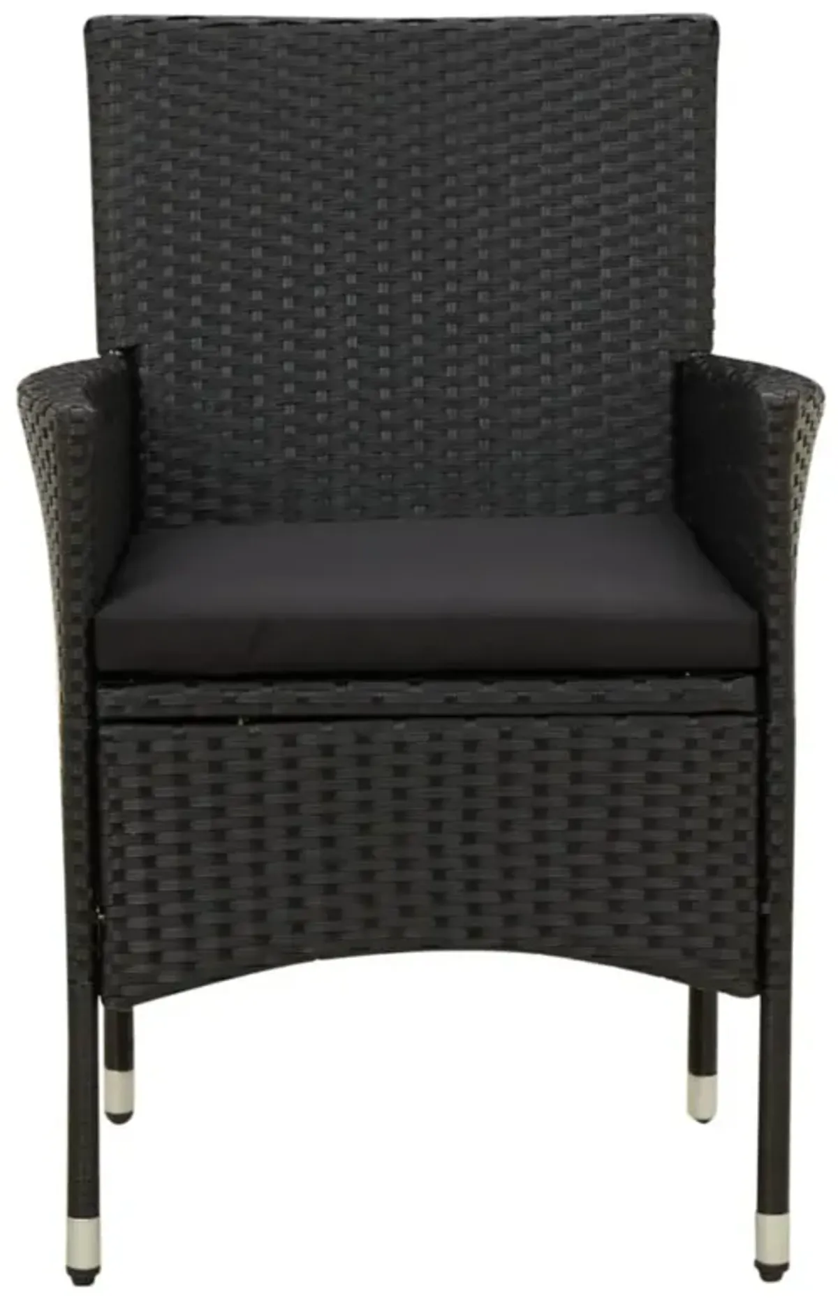 vidaXL Patio Chairs with Cushions 2 pcs Poly Rattan Black