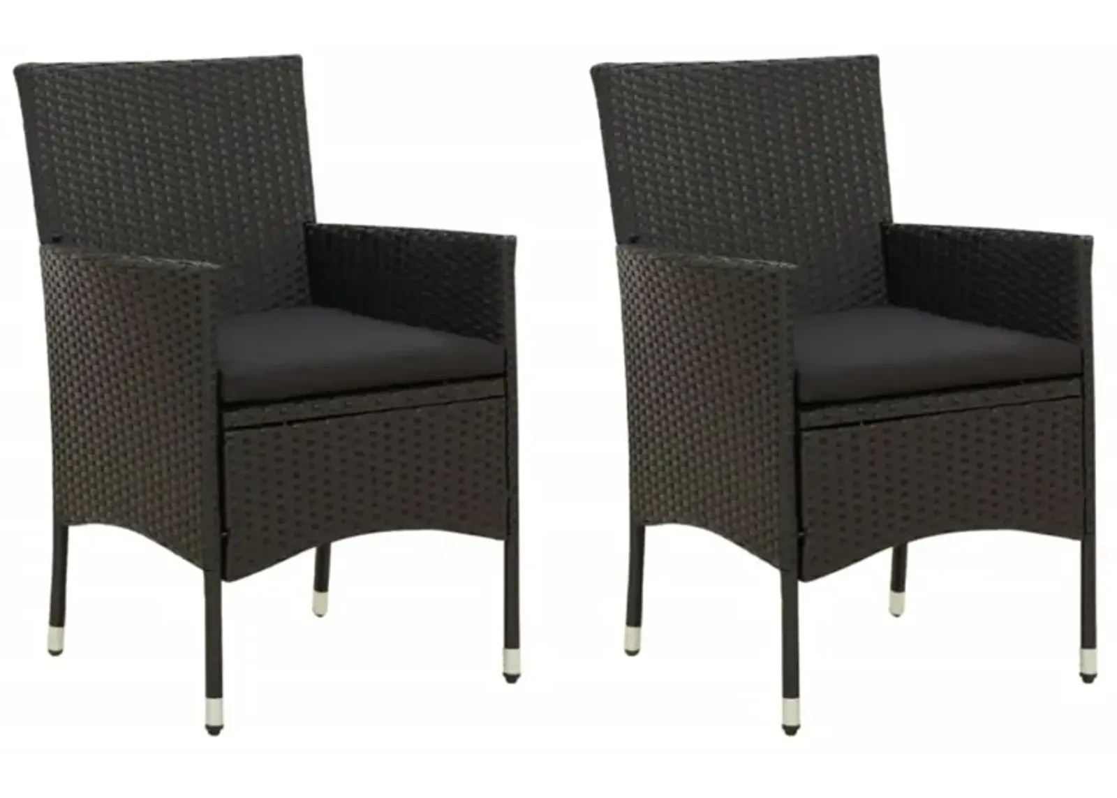 vidaXL Patio Chairs with Cushions 2 pcs Poly Rattan Black