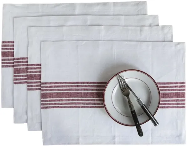 Solino Home 100% Pure Linen Placemats 14 x 19 Inch Set of 4 - Farmhouse