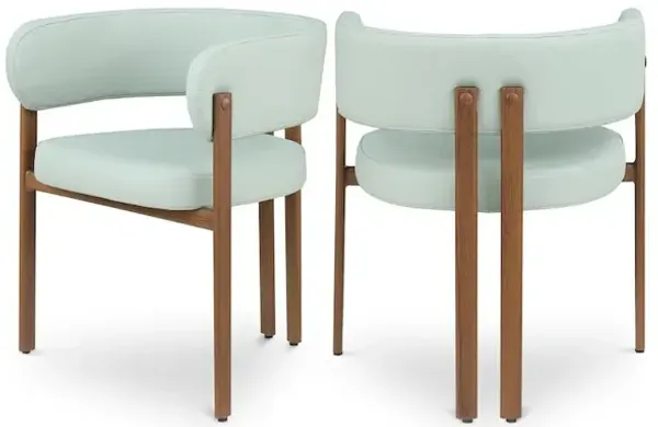 Meridian Furniture Gideon Mint Green Vegan Leather Dining Chair, Set of 2