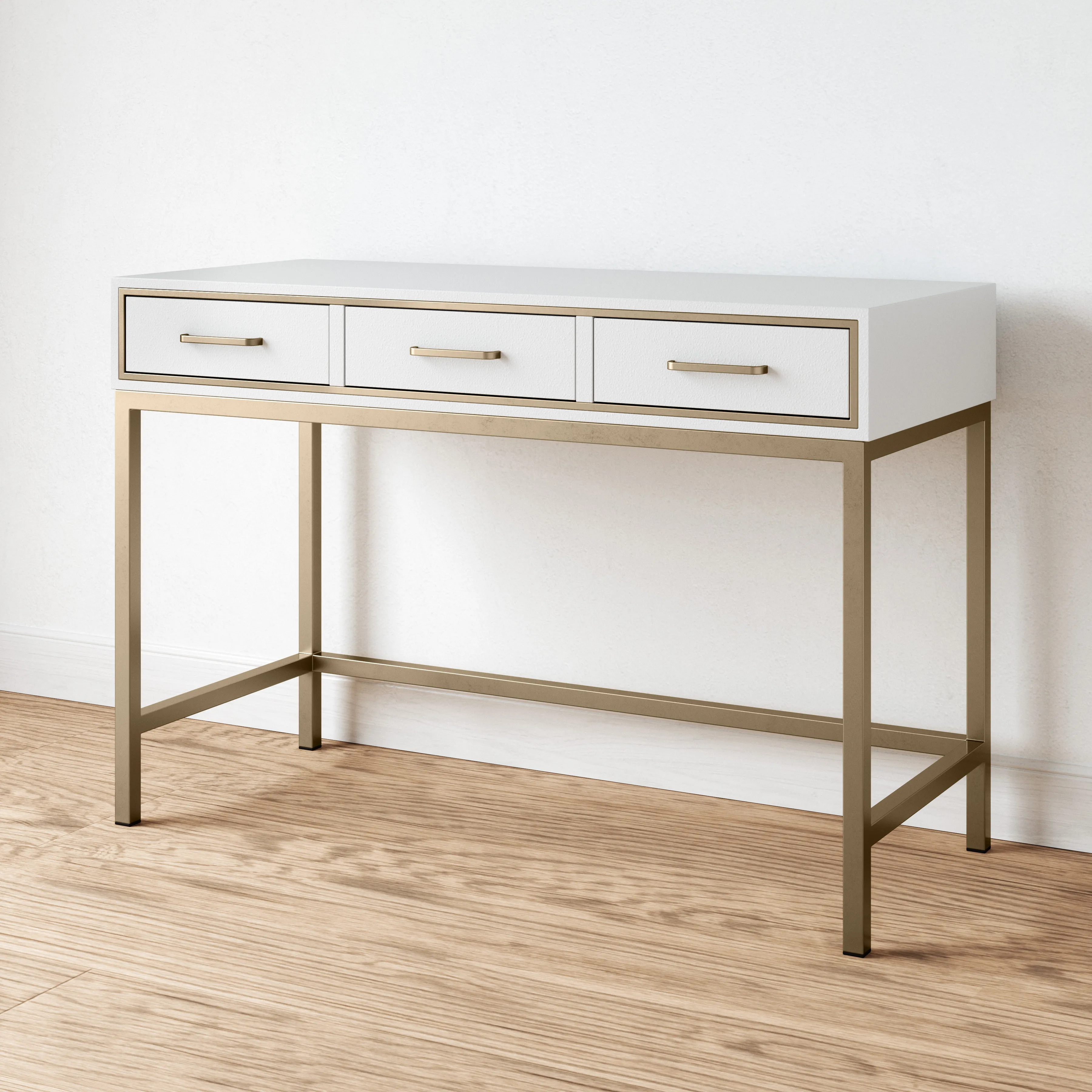 Sands Point Desk - White 3 Drawer