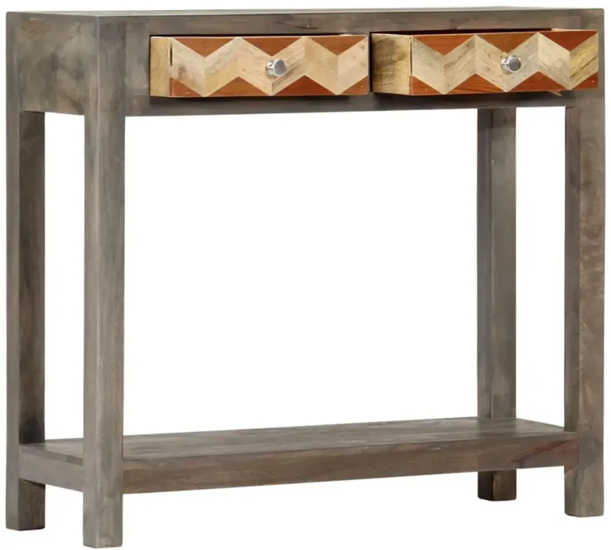 vidaXL Console Table Gray 33.9"x11.8"x29.9" Solid Mango Wood