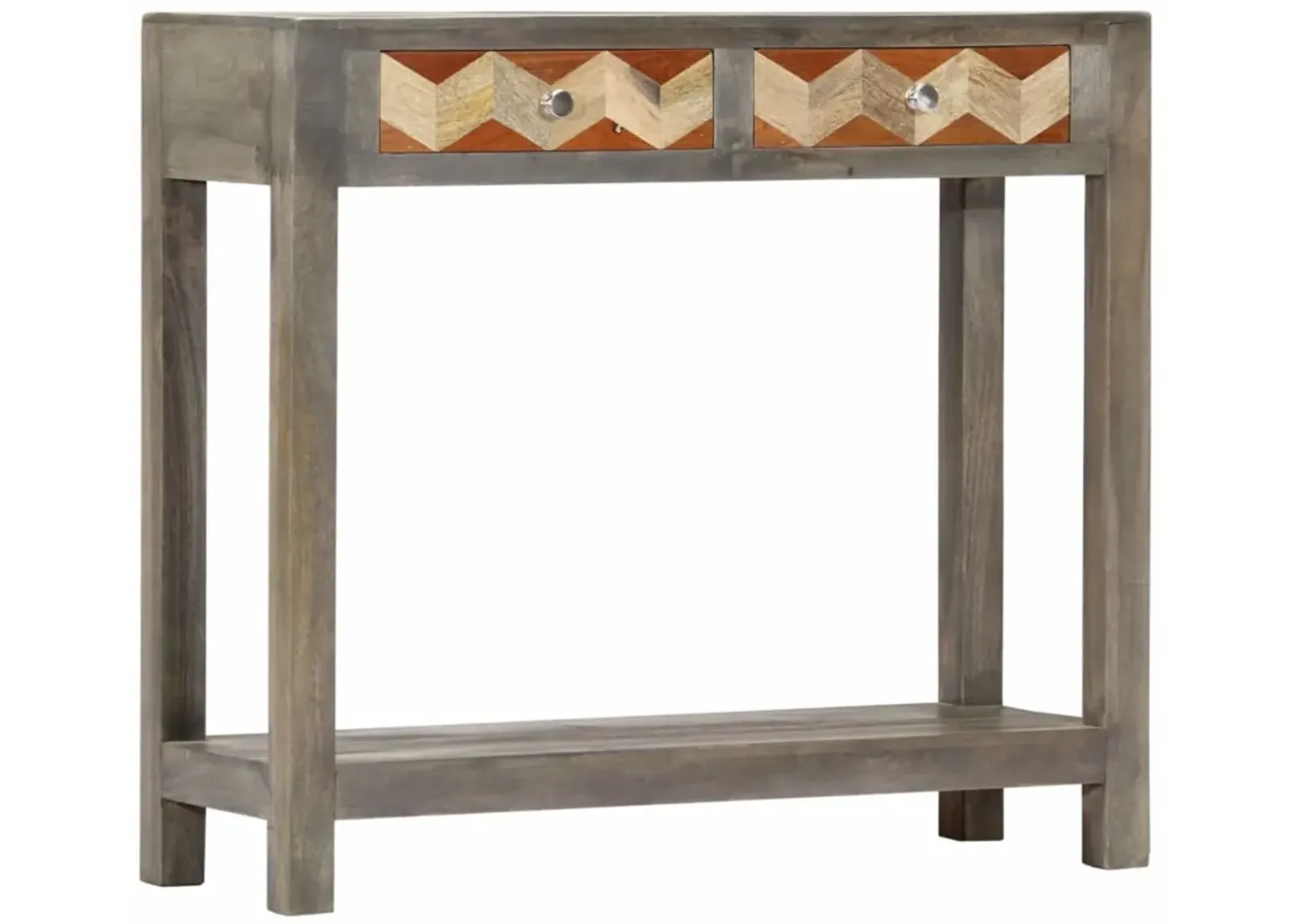 vidaXL Console Table Gray 33.9"x11.8"x29.9" Solid Mango Wood