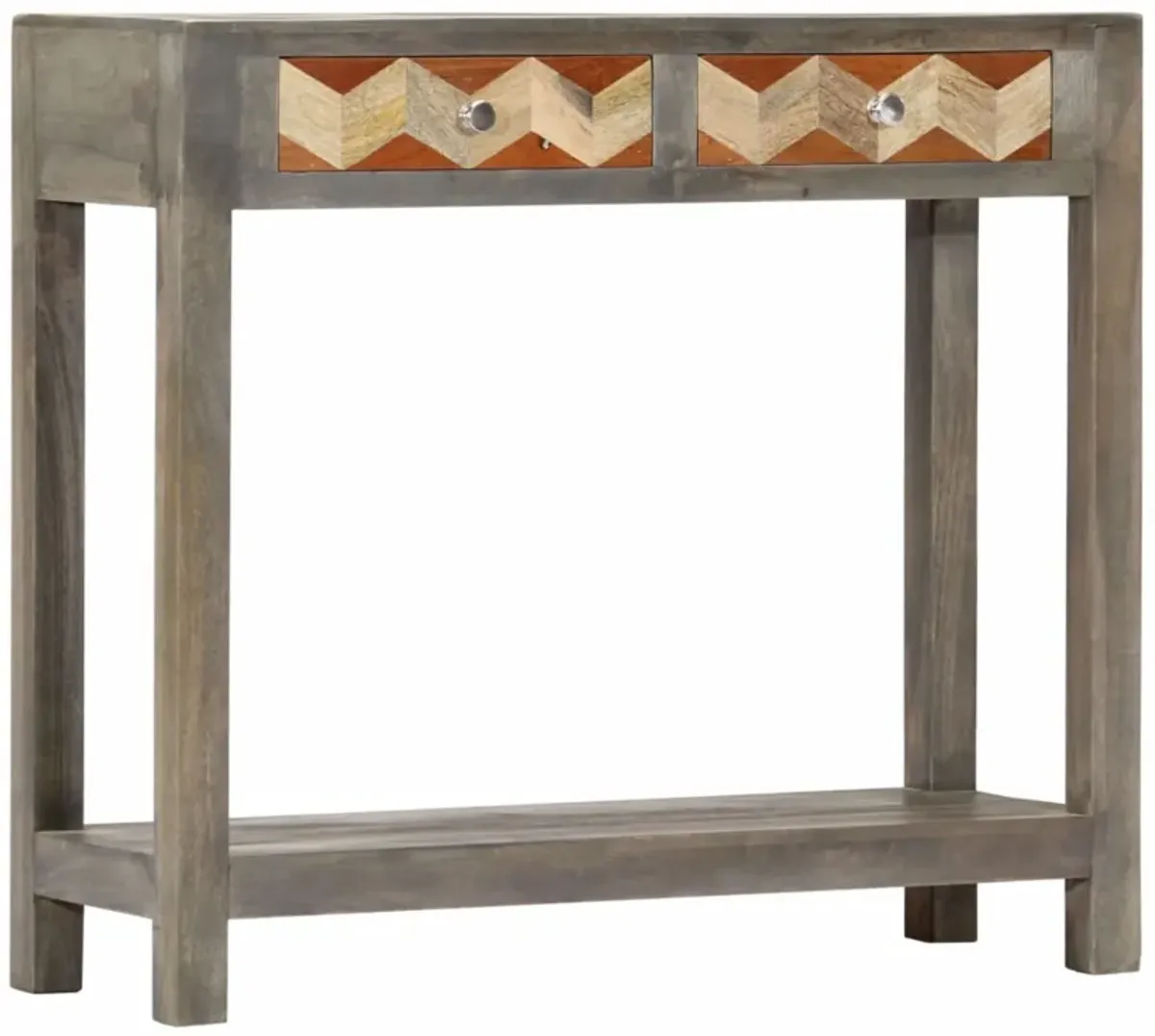 vidaXL Console Table Gray 33.9"x11.8"x29.9" Solid Mango Wood