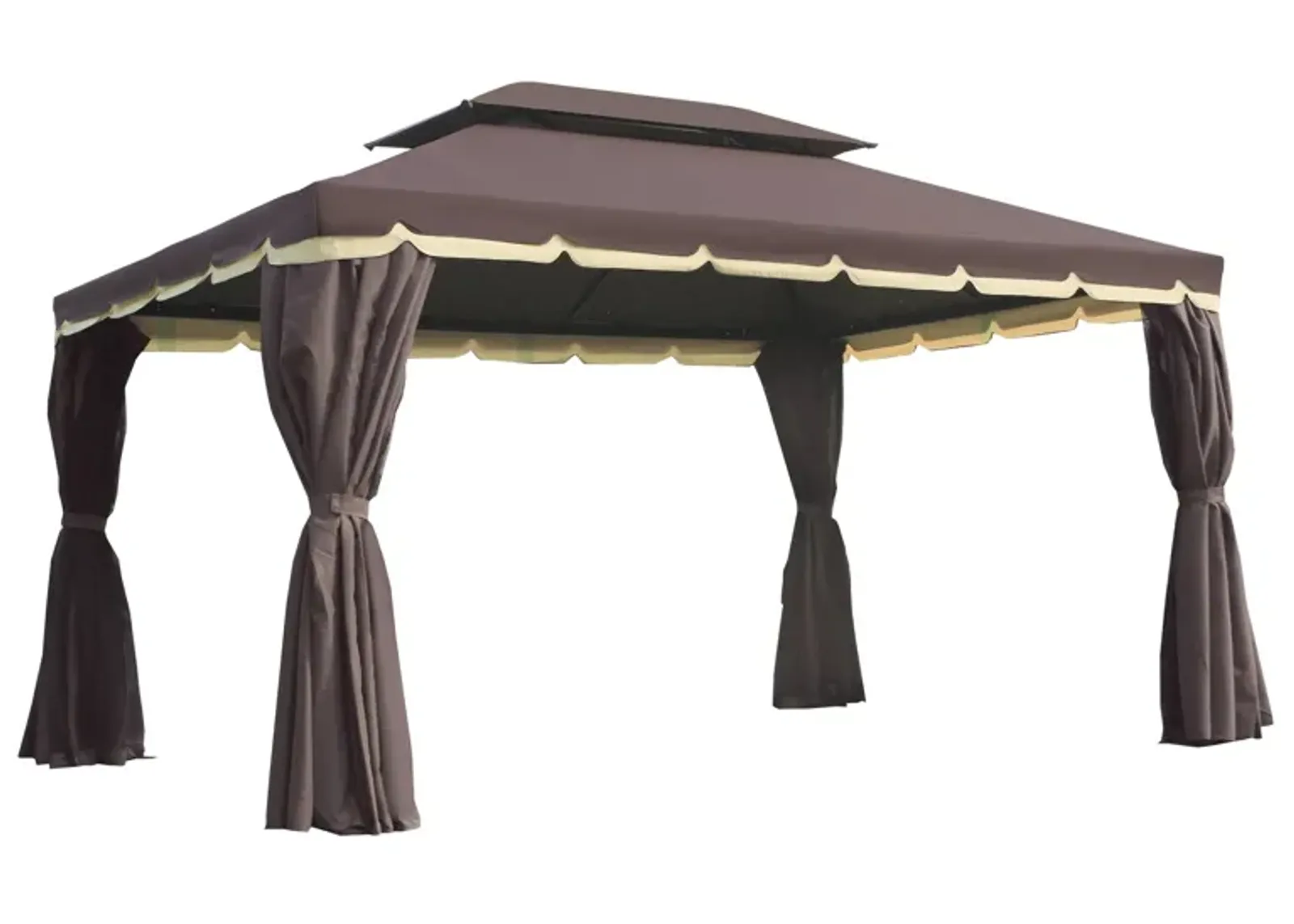 Coffee-Colored Haven: 10'x13' Patio Gazebo with Vented 2-Tier Roof & Mesh Walls