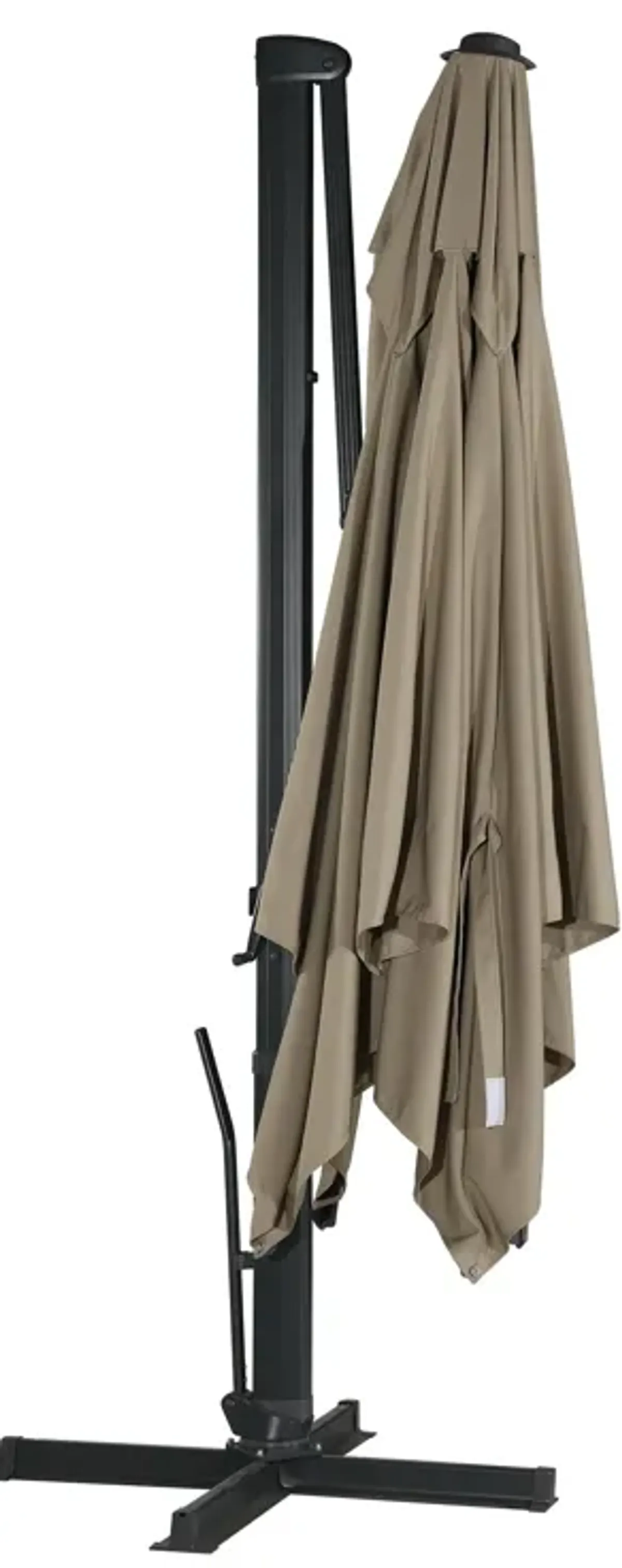 10x13 ft. 360° Rotation Square Cantilever Patio Umbrella with LED Light in Taupe