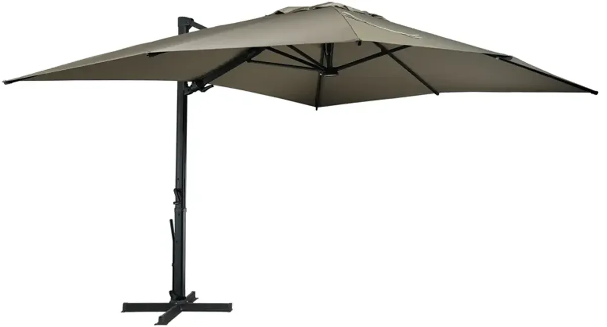 10x13 ft. 360° Rotation Square Cantilever Patio Umbrella with LED Light in Taupe