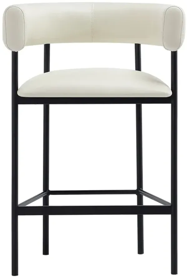 Onda Metal Vegan Leather Counter Stool in Ivory