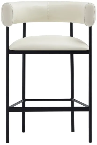 Onda Metal Vegan Leather Counter Stool in Ivory