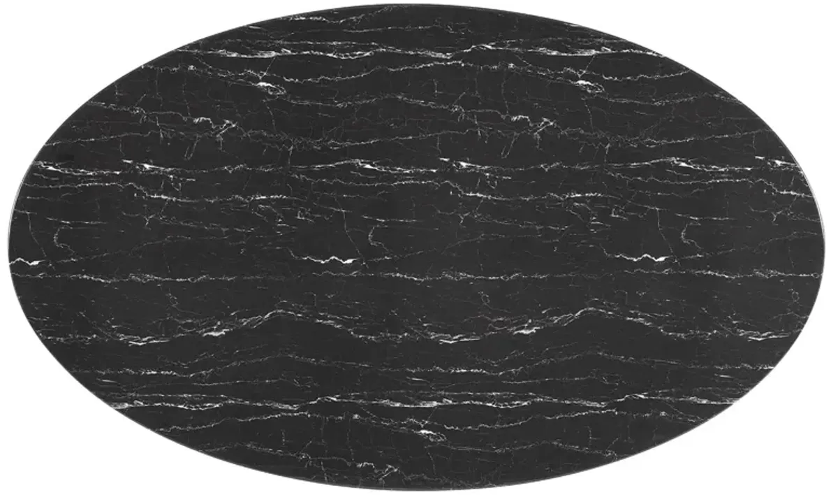 Modway - Lippa 78" Oval Artificial Marble Dining Table White Black