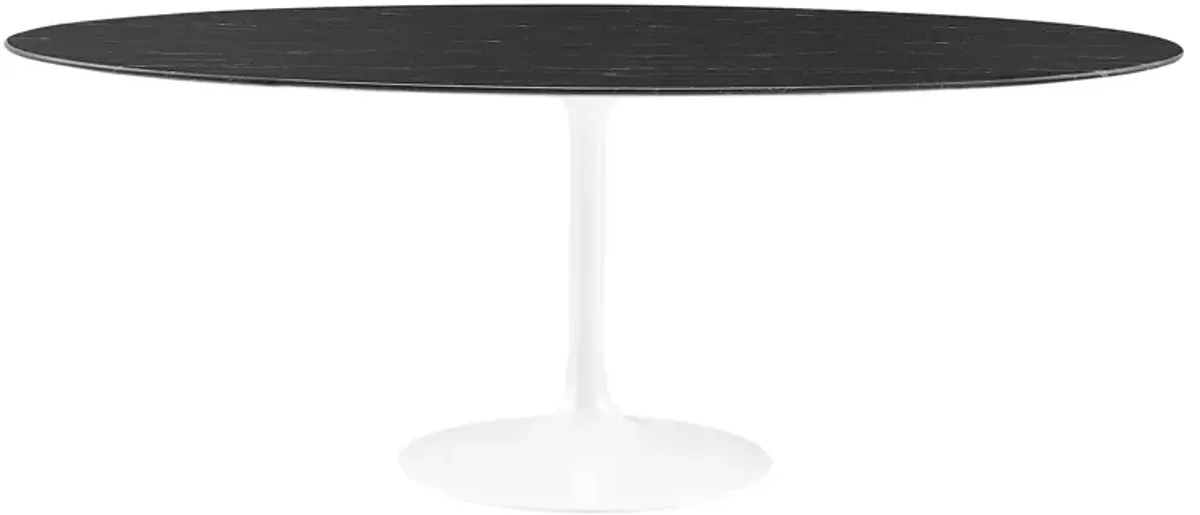 Modway - Lippa 78" Oval Artificial Marble Dining Table White Black