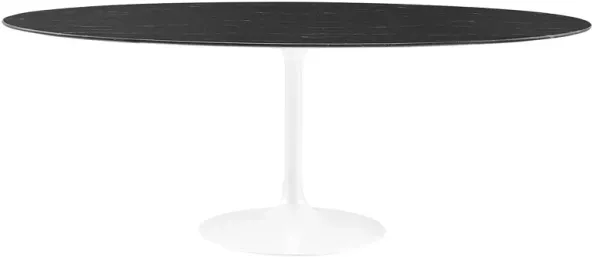 Modway - Lippa 78" Oval Artificial Marble Dining Table White Black