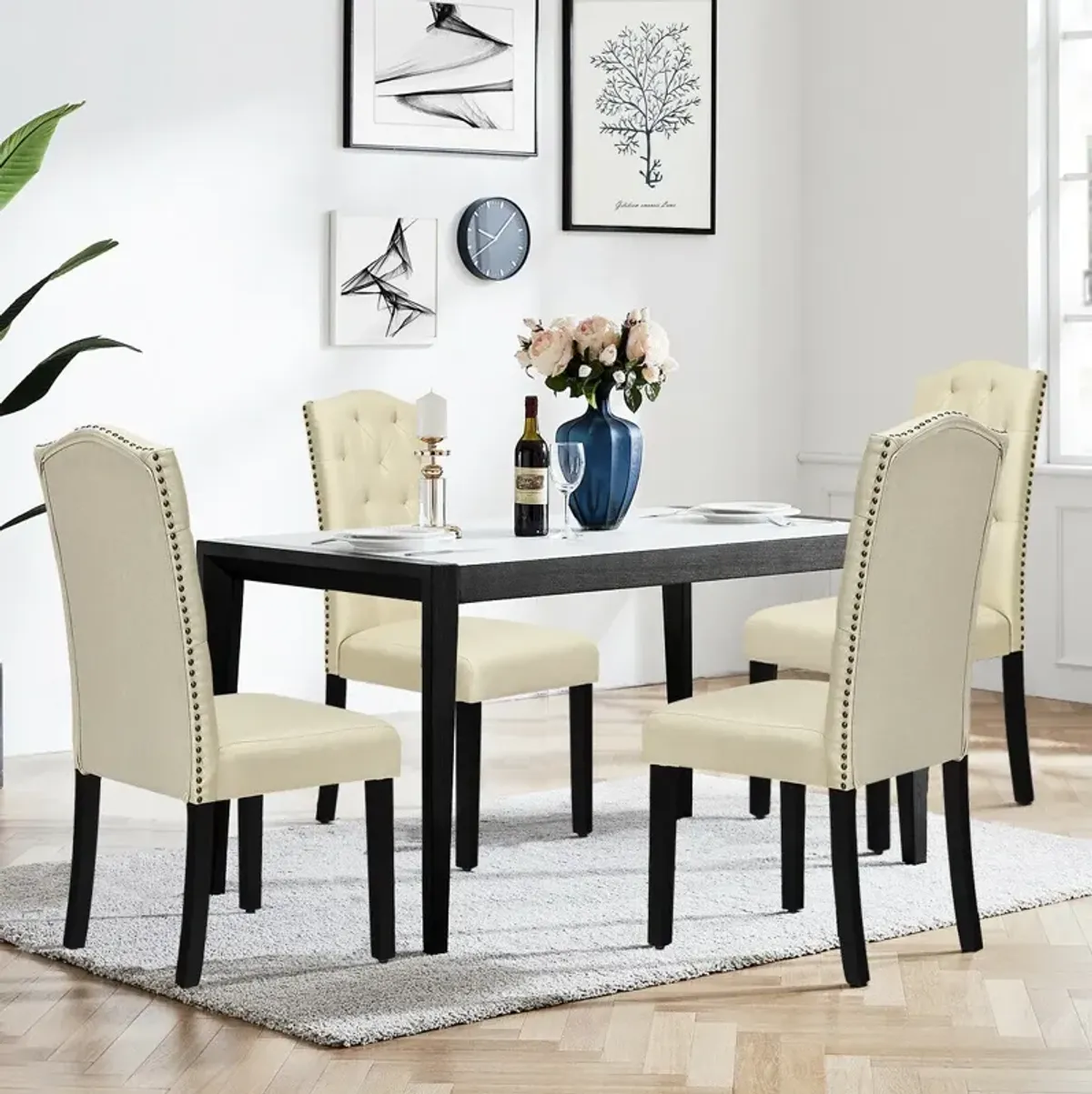 Set of 2 Tufted Upholstered Dining Chairs