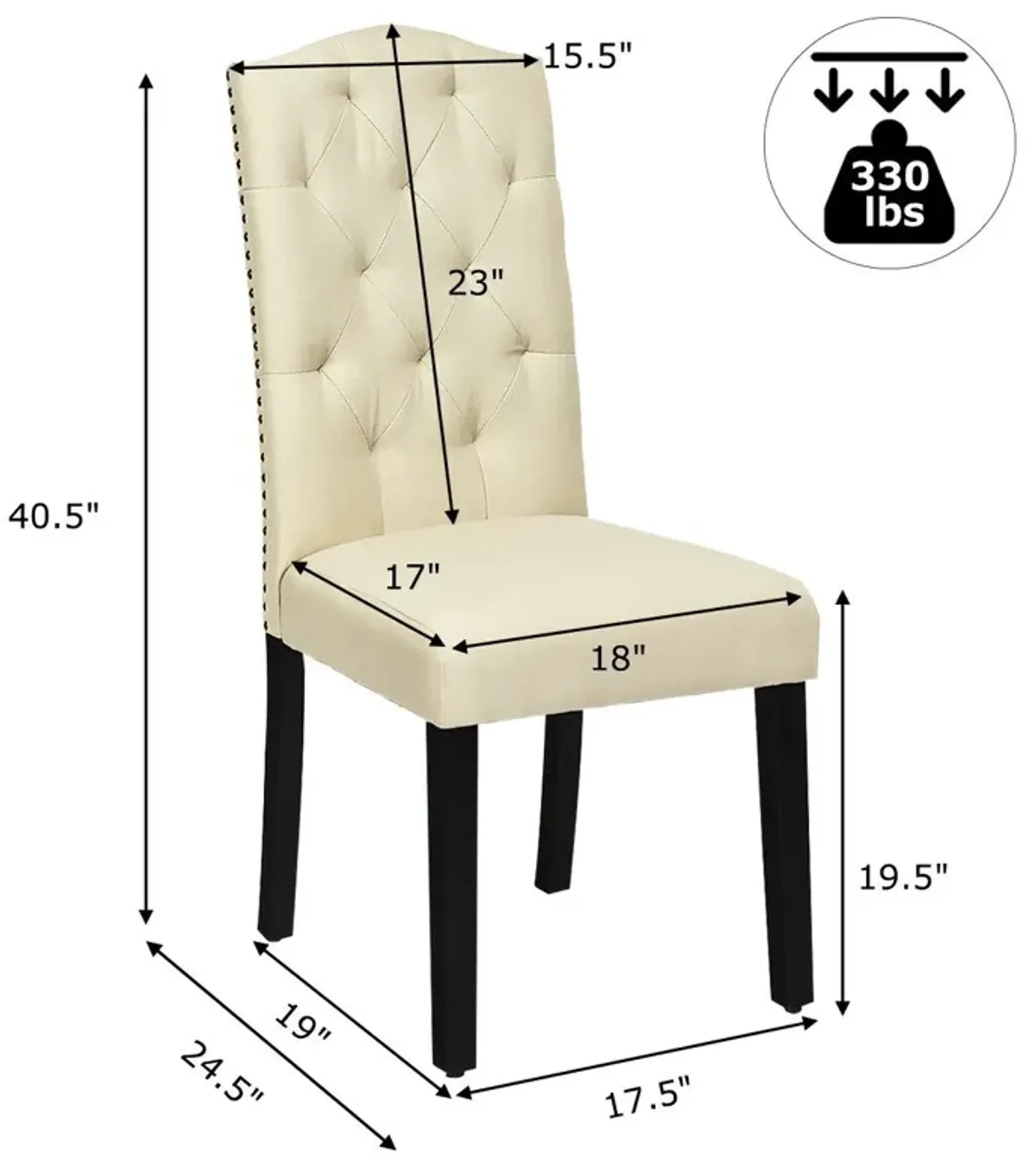 Set of 2 Tufted Upholstered Dining Chairs