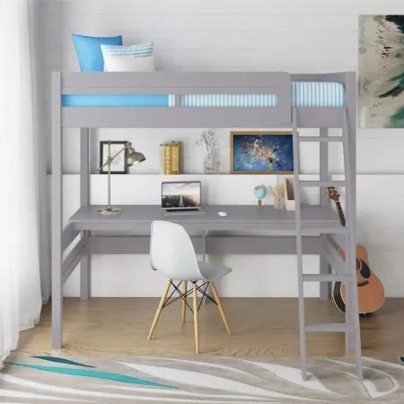 DHP Mountain View Loft Bed with Desk, Gray