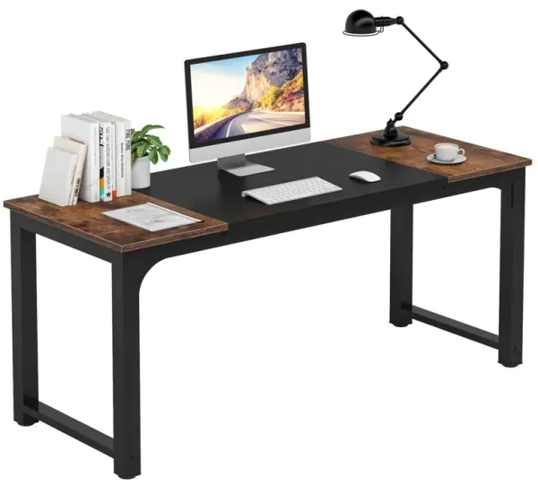 Tribesigns 70.8”Executive Desk, Large Office Computer Desk with Thicken Frame, Modern Simple Workstation Business Furniture for Home Office, Rustic Brown/Black