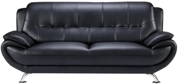 AE208 MODERN BLACK FAUX LEATHER WITH LEATHER MATCH LOVESEAT