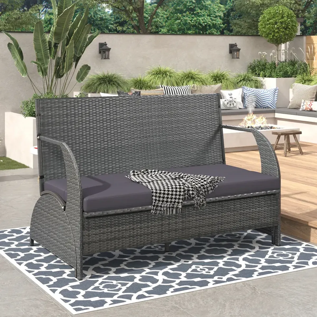 Merax Multi-functional  Outdoor Loveseat Rattan Set