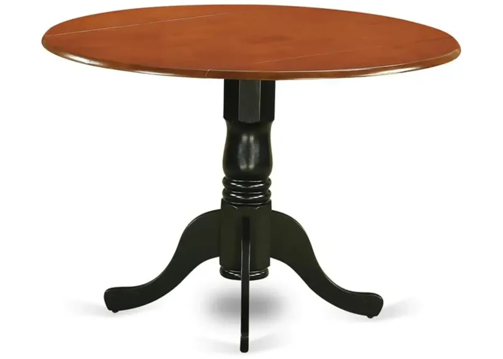 Dublin Round Table with two 9" Drop Leaves in Black and Cherry Finish