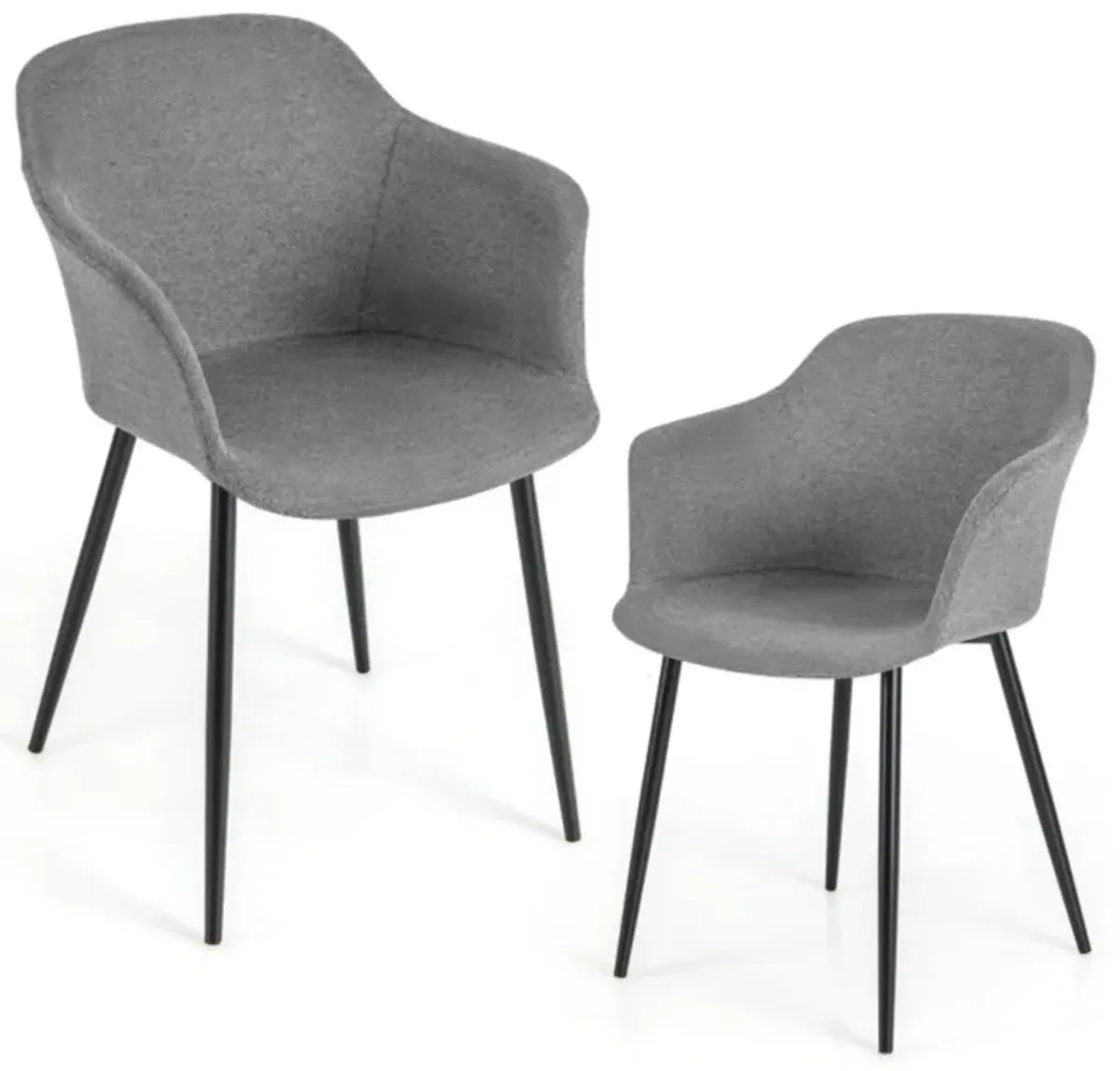 Hivvago Set of 2 Upholstered Dining Chair with Ergonomic Backrest Design