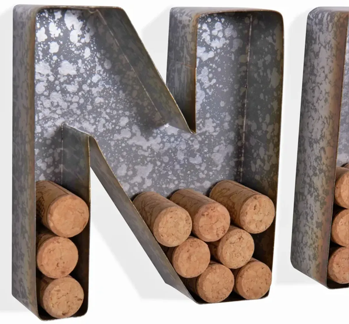 Wall Mount "WINE" Letter Set Cork Holder - Galvanized Sheet Metal