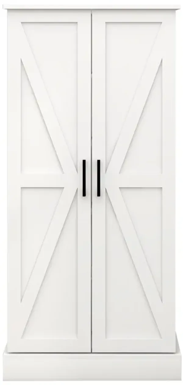White Wood 23.62 in. Pantry Cabinet with 2 Doors and Adjustable Shelves