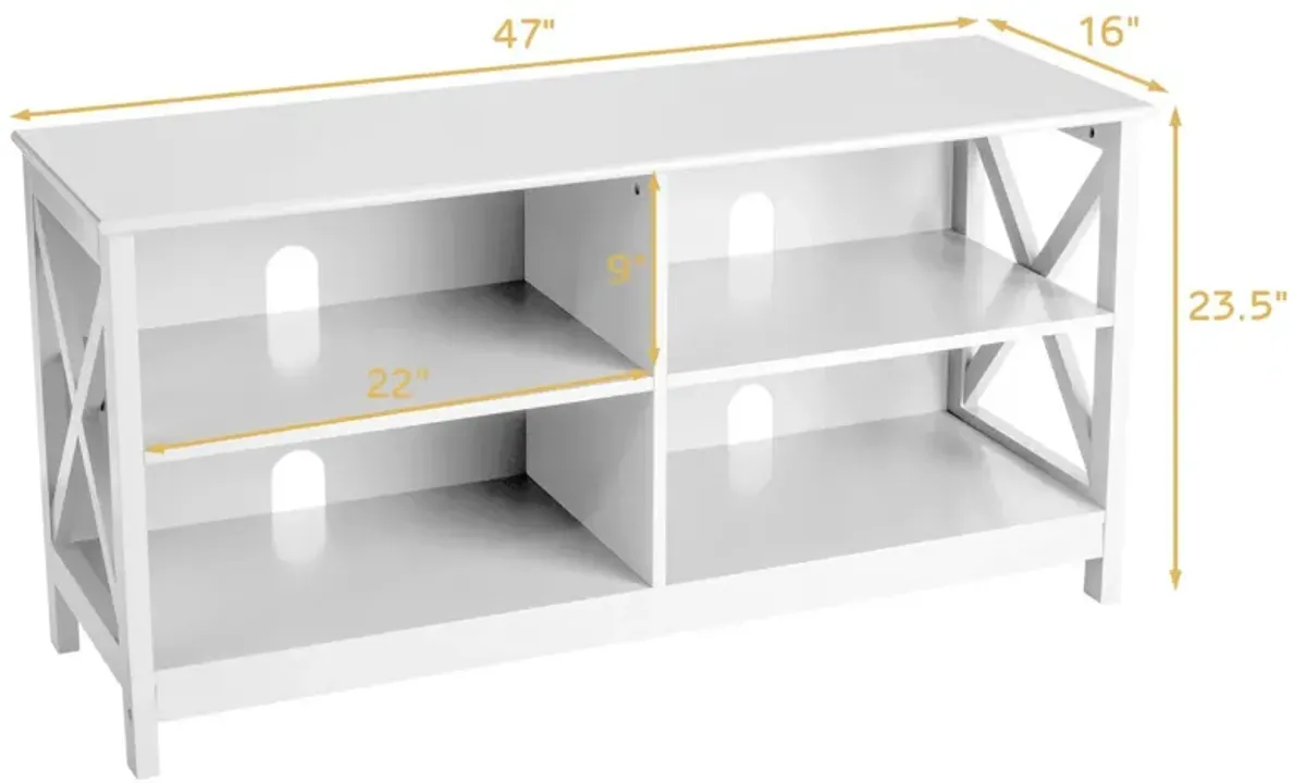 Wooden TV Stand Entertainment for TVs up to 55 Inch with X-Shaped Frame