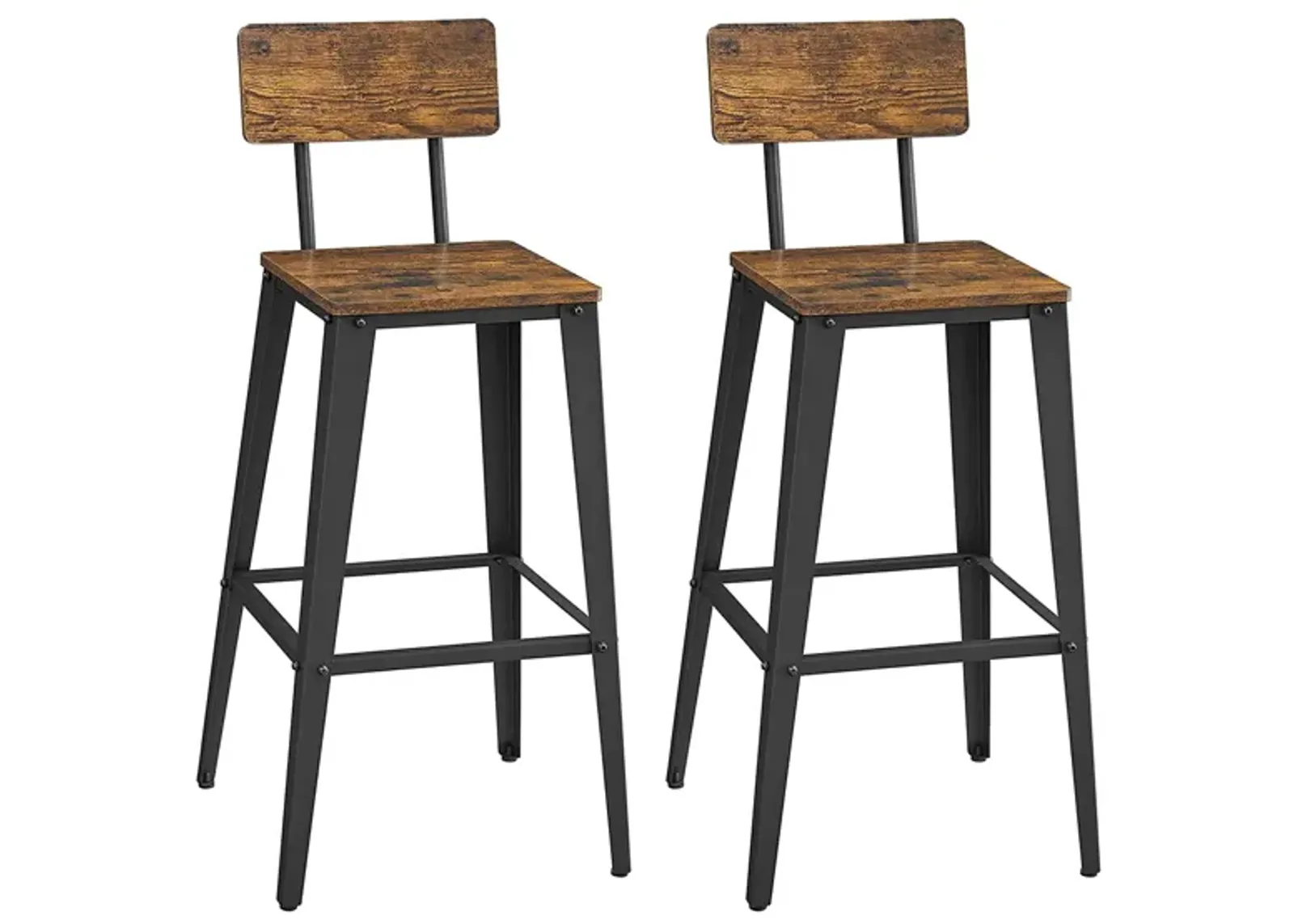 Set of 2 Modern Bar Stools with Adjustable Height and Footrest