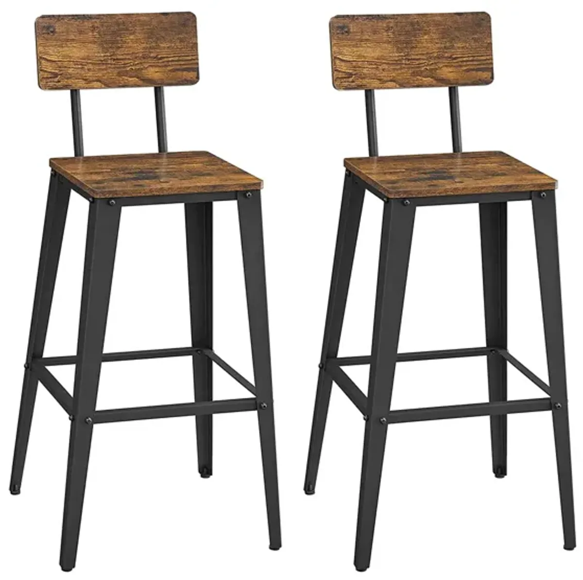 Set of 2 Modern Bar Stools with Adjustable Height and Footrest